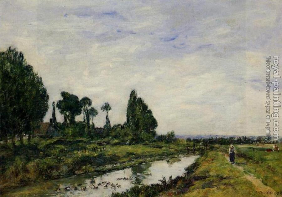 Eugene Boudin : Small Canal at Quilleboeuf